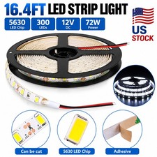 5630 SMD LED Strip 16FT 300 LEDs 12V Super Bright Daylight White 6000K Cuttable