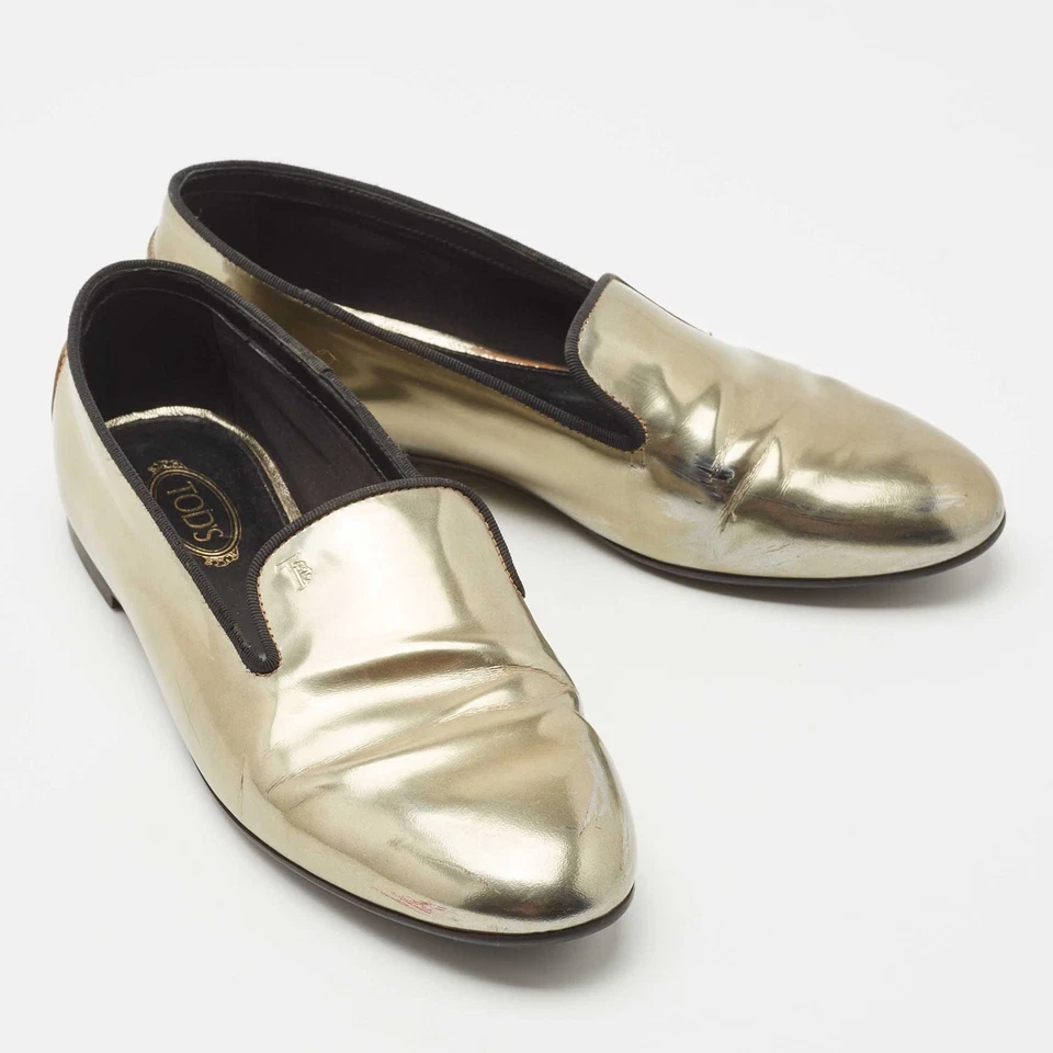 Tod's Metallic Leather Smoking Slippers Size 36 - Image 4 of 4