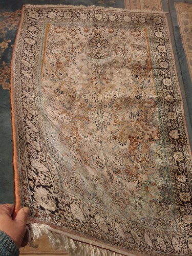 Seiden Handgeknüpfter Orientteppich LEBENSBAUM 124×192cm Vintage Seide Teppich - Bild 6 von 24