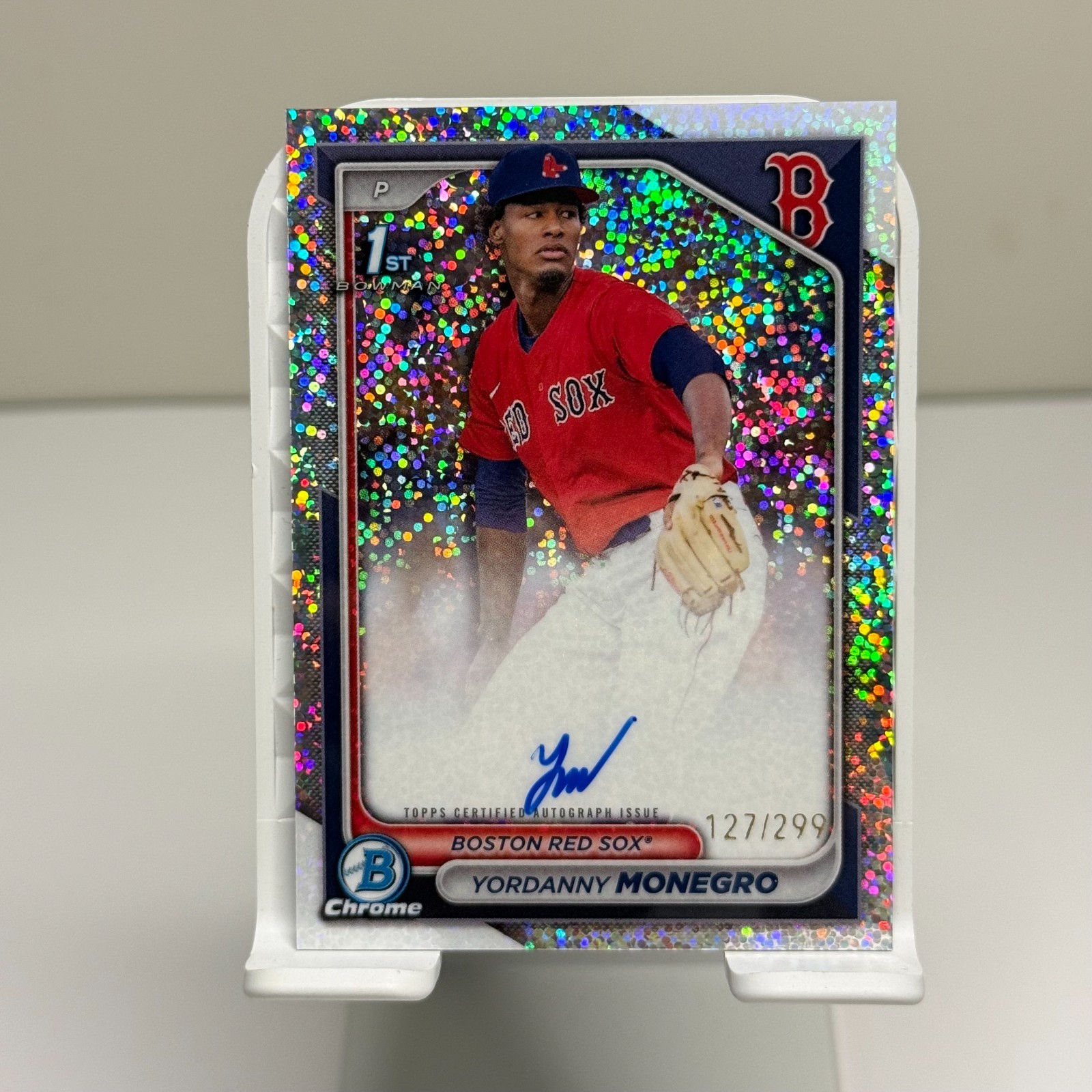 2024 Bowman Chrome Yordanny Monegro 1st Bowman Speckle Refractor Auto /299