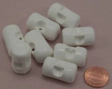 8 Thick White PLASTIC Toggle Buttons 15/16" 24MM Long # 6286