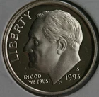 1993 S SILVER Proof Roosevelt Dime Ten-Cent Coin 10c from US Mint Proof Set