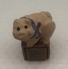 Mini Pig On Box Small Farm Animal Figure