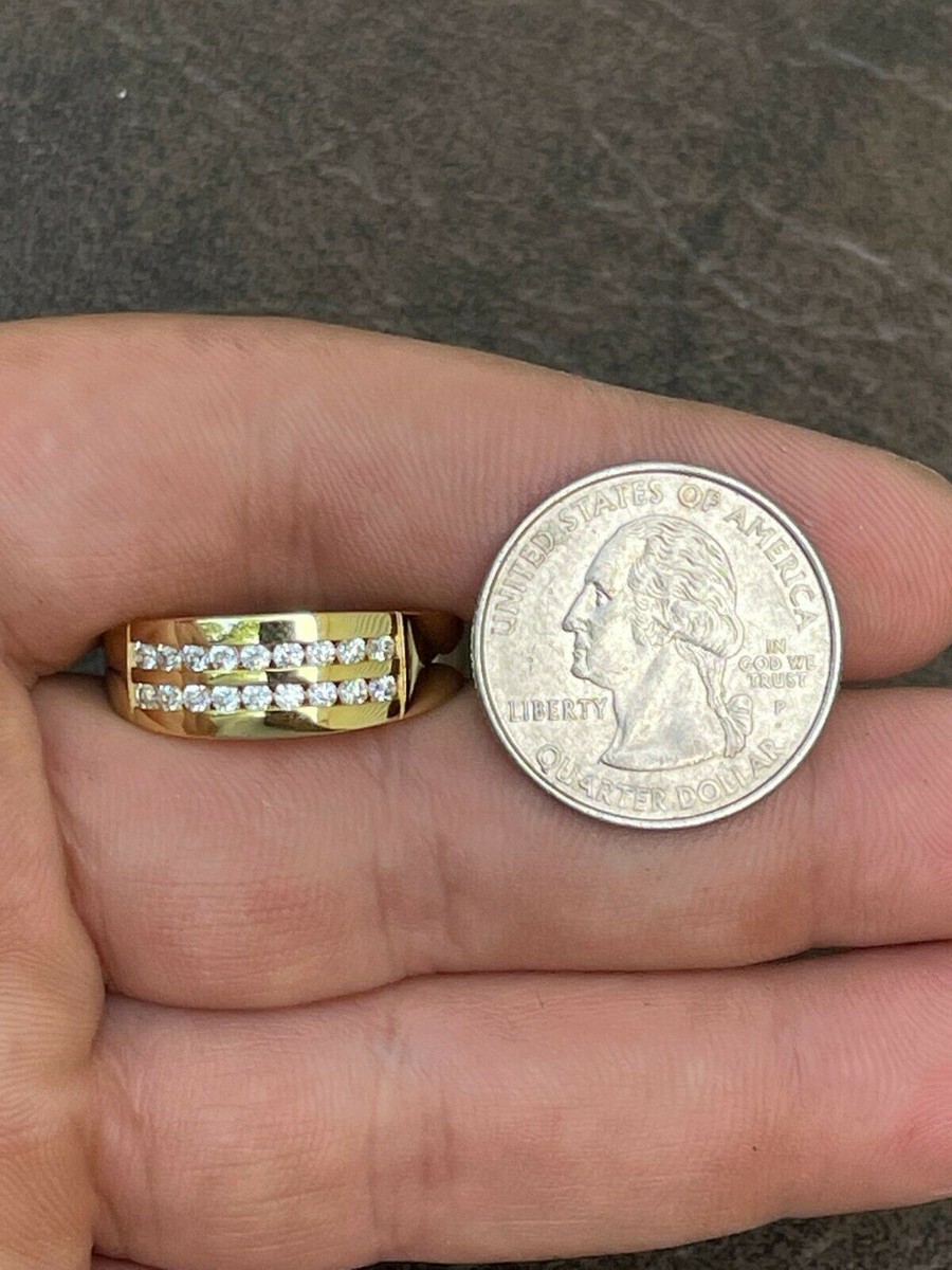 Real 925 Silver 14k Gold Plated Simulated CZ Ring Iced Real 925 Silver 14k Gold Plated Simulated CZ Ring Iced