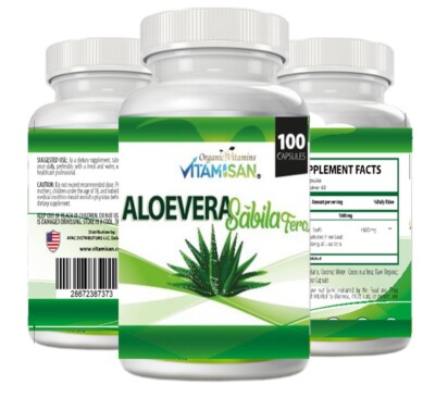 herbal detox Aloe Vera Gel Supplement Supports Digestion -100 Capsules  20,000mg