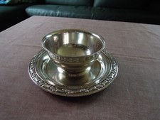 Alte ONEIDA U. S. A. Sauciere mit Punze Soßenschale mit Silberauflage