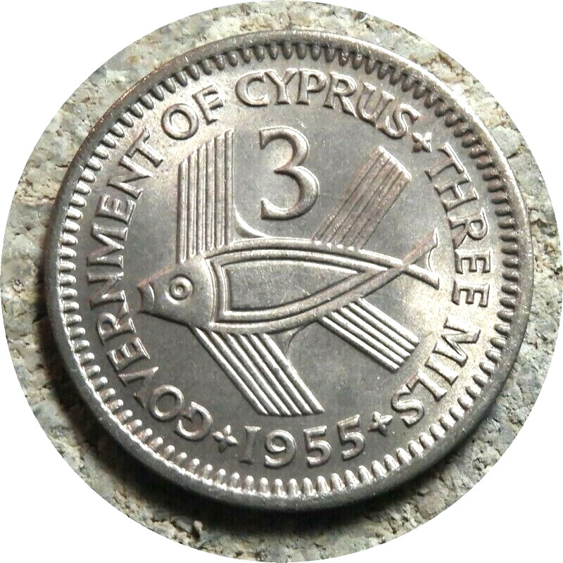 elf Cyprus British 3 Mils 1955  Flying Fish