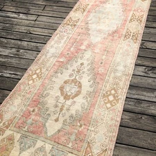 4x11 Turkish Avanos Runner Rug, Hand-Knotted Vintage Runner, Ethnic Tribal Rug