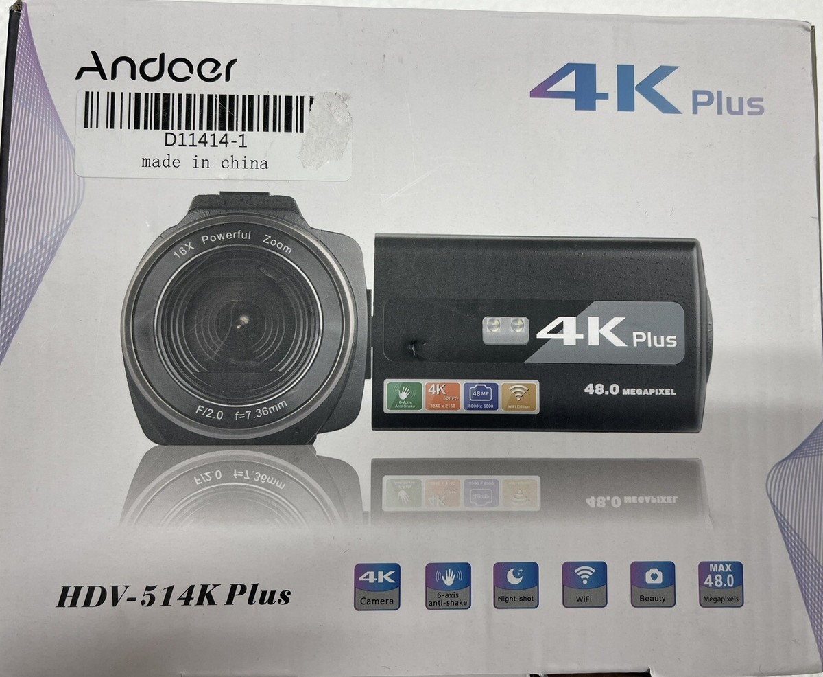 Andoer HDV-514K plus 4K 48MP Camcorder Wi-Fi Night View 16x Zoom