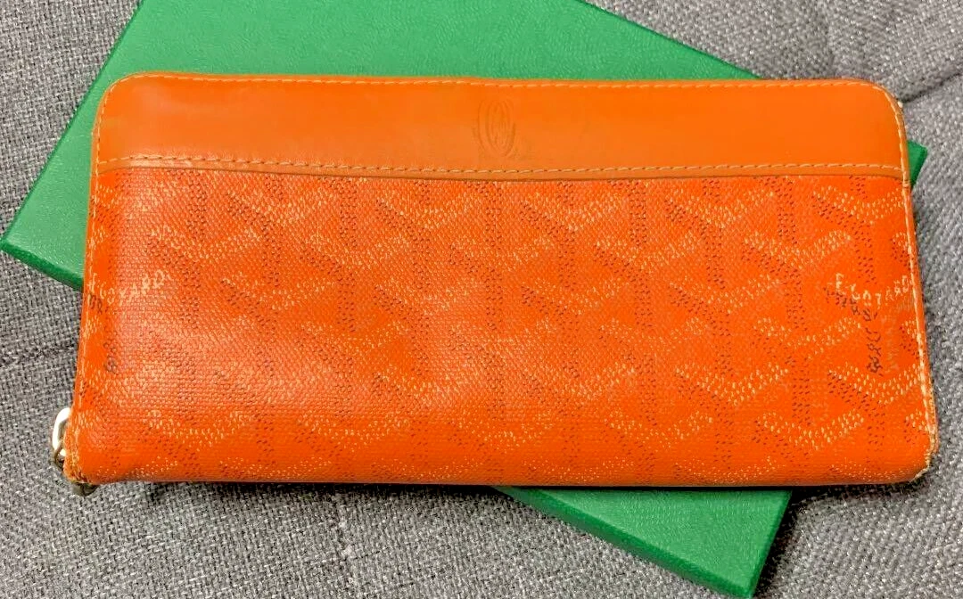 Goyard Herringbone Long Wallet Matignon round zipper long wallet purse orange