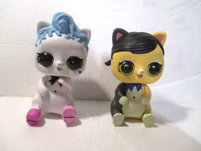 LOT OF 2 LOL LIVE SURPRISE 5 INCH INTERACTIVE FUZZY FAN & ROYAL KITTY PETS BIN C