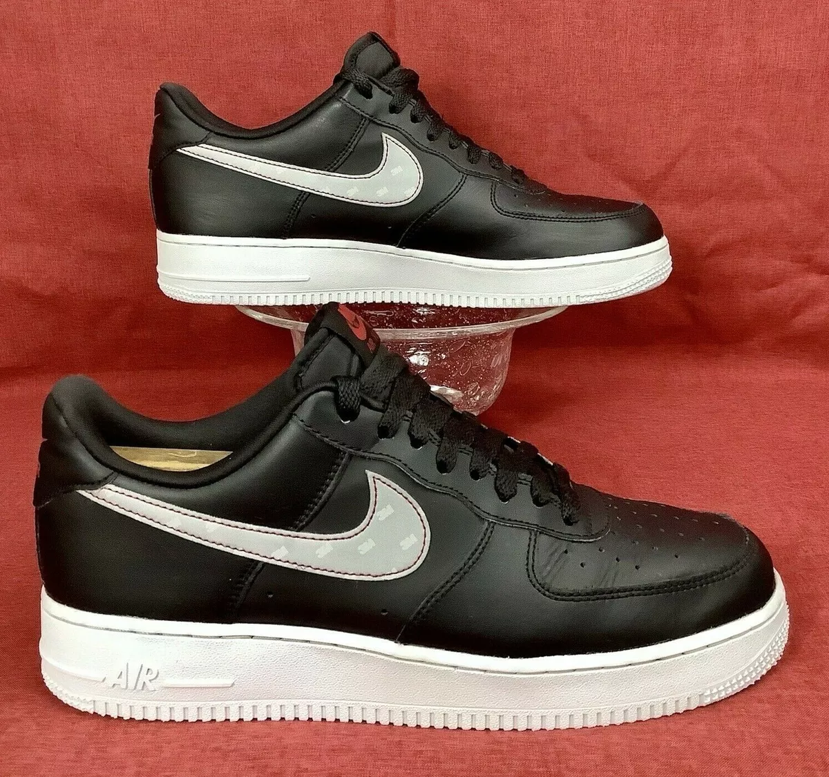 rare NIKE AIR FORCE 1 LOW 3M REFLECTIVE Swoosh Black CT2296-001 42 men 8.5
