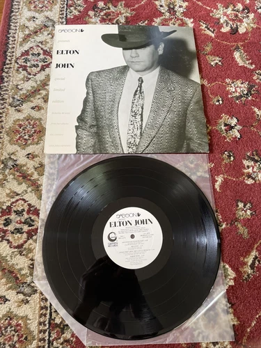 Elton John-Sasson Presents-1984 Geffen vinyl-WHITE LABEL PROMO-ETCHED-NM-LTD ED