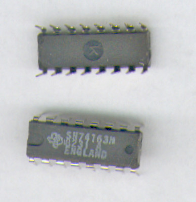 5 x SN74163N  TTL  ZÄHLER 4 BIT SYNCHRON/BINÄR  DIL16  TEXAS INSTRUMENTS   (NOS)
