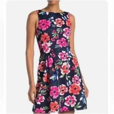 Vince Camuto Women's Sleeveless Scuba Fit & Flare Tank Dress Navy Floral Size 2