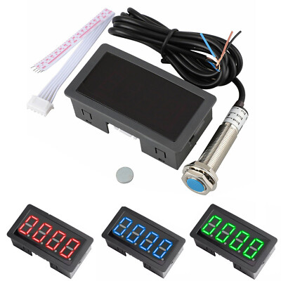 4 Digital LED Tachometer with Magnet Sensor NPN for Conveyor & Lathe ...