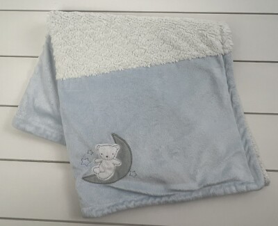 KYLE DEENA Baby Blanket Lovey Plush Blue White Teddy Bear Moon