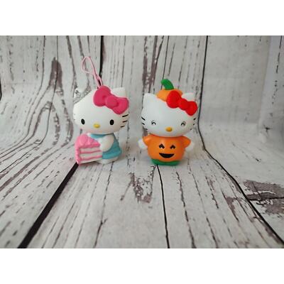 McDonalds Sanrio Hello Kitty Lot of 2 Pumpkin Birthday Cake Topper Toys