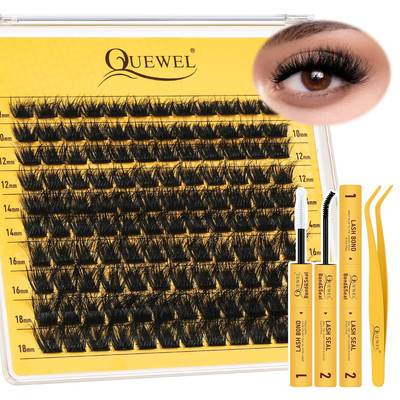 QUEWEL DIY Wimpern-Extensions 3D-Effekt, Lashes-Extension-Set 120 PCS Flauschige