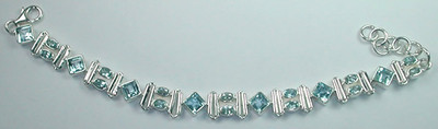 Armband mit 21 Blautopas in Sterling Silber Hochzeit Brautmutter