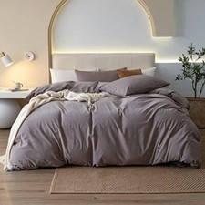 JIYUAN 100 Washed Cotton Duvet Cover Comfy Simple Style Solid Color Soft