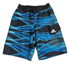 Boy's Adidas Swim Trunks Shorts Blue Print Sz. M