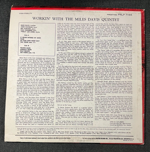 MILES DAVIS - Workin' ~PRESTIGE 7166 {nm Trident MONO} RARE RED COVER w/Coltrane - Picture 2 of 5