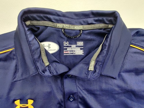 Under Armour Heat-Gear Loose Fit Men's Large Navy Blue Short Sleeve Polo Shirt - Picture 3 of 9