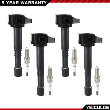4Pack Ignition Coil UF712 & Iridium Spark Plug For 2003-2017 Honda Accord 2.4L