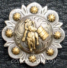 WESTERN HORSE SADDLE TACK ANTIQUE GOLD COWBOY BARREL RACER CONCHO screw back