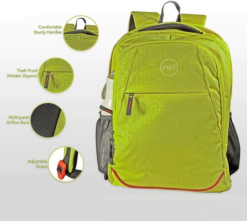 Lightweight Teen School Backpack - Water Resistance, Large Capacity - Lime Green - Picture 2 of 7