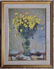 ARTE BRESCIANA VASO DI FIORI RANUNCOLI OTTORINO GAROSIO VESTONE olio tavola/cart