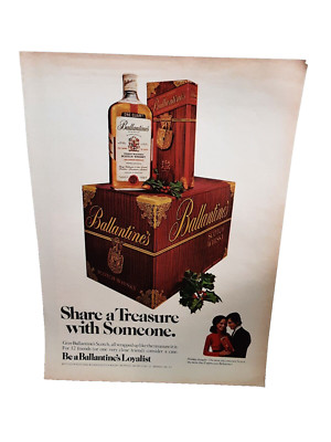 1972 Ballantines Share A Treasure Scotch Whisky Original Vintage Print Ad