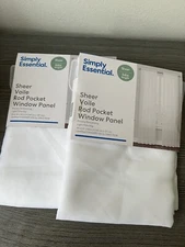 2 Pcs Simply Essential™ Voile 59'' x 54'' Rod Pocket Sheer Window Curtain Panel 