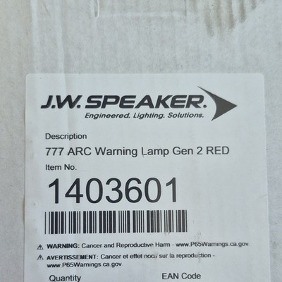 J.W. Speaker 777 ARC Gen 2 Red Warning Lamp Light Model 777 MPN 1403601