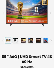 Hisense 55A6QTUK 55in 4K UHD LED Smart TV 60Hz Game Mode Black