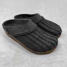 Haflinger Grizzly Charcoal Gray Boiled Wool Cork Clog Slippers EU 39 US Women 8