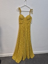 Windsor Mustard Maxi Floral Devore Party Cocktail Occasion Dress Size S HAI