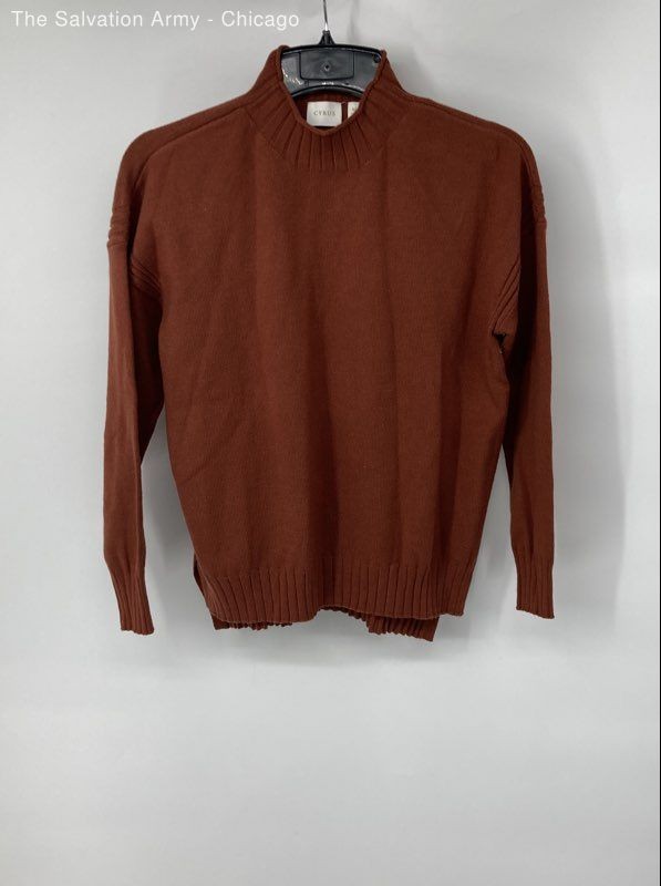 Cyrus Womens Orange Mock Neck Long Sleeve Knit Pullover Sweater Size M