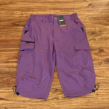 Tacvasen 3/4 Length Pants Men 30 Purple Cargo 7 Pocket Performance Hiking Shorts