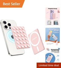 Magnetic Suction Phone Mount - Hands-Free Silicone Holder for iPhone, Light Pink