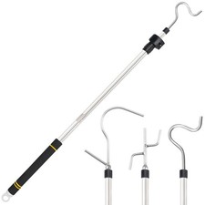 Clothes Hook Pole, High Reach Garment Hook 38  - 63  Telescoping Pole with 3 ...