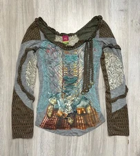 Save The Queen Y2K Mesh Printed Longsleeve Size S