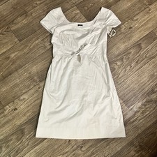 J.Crew Women's Dress Size 8 White Cotton Short Sleeve Tie Waist Casual