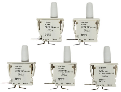 5 PACK Cherry 0E6900A0 White Switch Pushbutton 10A 125/250 Vac Quick Connect