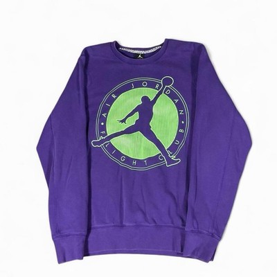 Nike Air Jordan Flight Club Jumpman Graphic Crewneck Sweater XL PurpleGreen Flaw