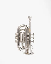 QUEENBRASS Pocket Trumpet Bb Chrome Brass Compact w Case Mouthpiece Beginner-Pro