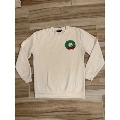 Peanuts Snoopy Christmas Sweatshirt Cream Fleece Pullover Large Holiday Graphic