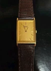 Vintage Seiko 7430-5560 Square Face Gold Plate Calf Skin Wristwatch Quartz Japan