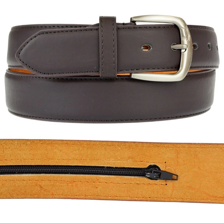 VEN TOMY Herren Damen BackingTresor Gürtel Geheimach Geldgürtel Safegürtel braun